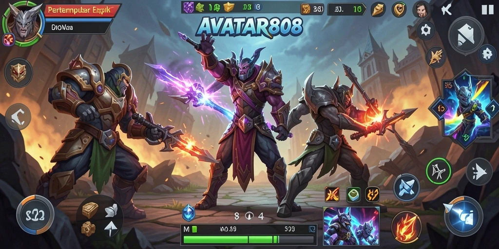 Tangkapan layar menampilkan aksi seru dalam game MOBA AVATAR808.