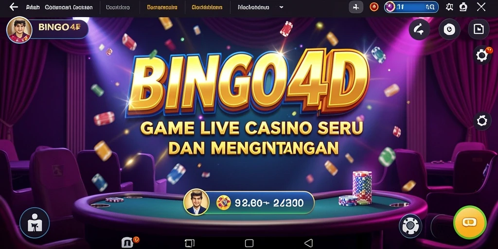 Screenshot gameplay BINGO4D menunjukkan suasana Live Casino yang seru.