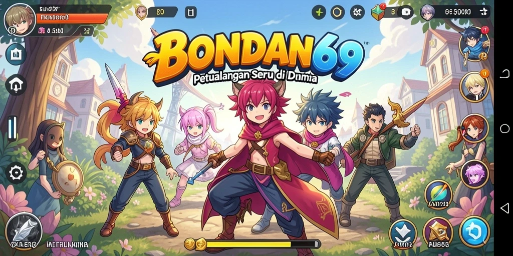 Tampilan gameplay seru BONDAN69 dengan karakter anime yang menarik.
