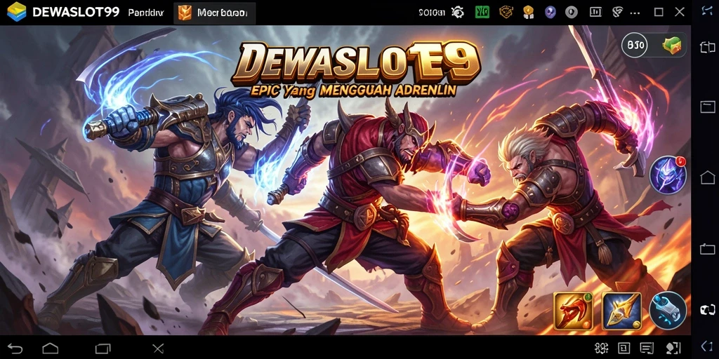 Screenshot menampilkan duel seru dalam DEWASLOT99 dengan karakter yang sedang bertarung.