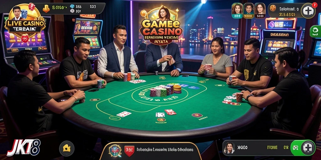 Tampilan gameplay Live Casino JKT8 yang menawan dan interaktif.