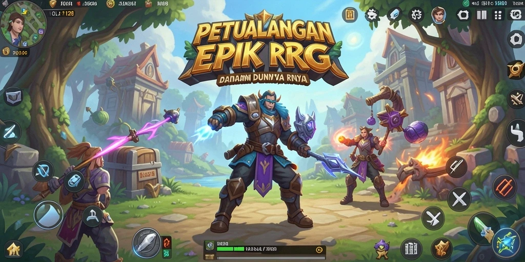 Tangkapan layar utama OLX128 menampilkan aksi seru dan grafis menawan dalam gameplay RPG.