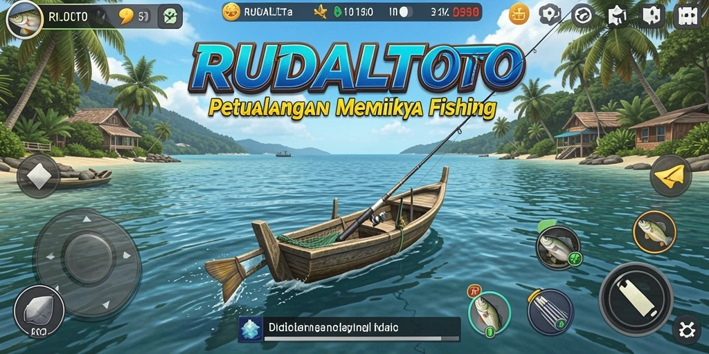 Tampilan gameplay RUDALTOTO yang menampilkan aksi memancing yang mendebarkan.