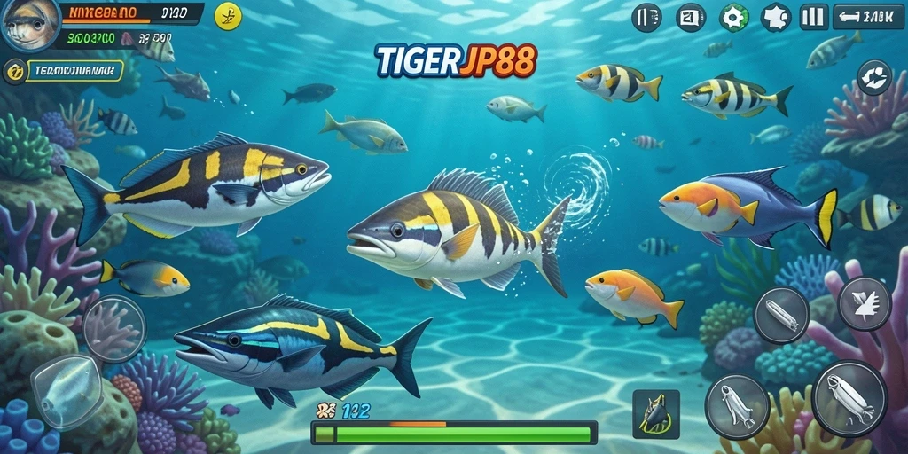 Tampilan utama gameplay Tembak Ikan di TIGERJP88.