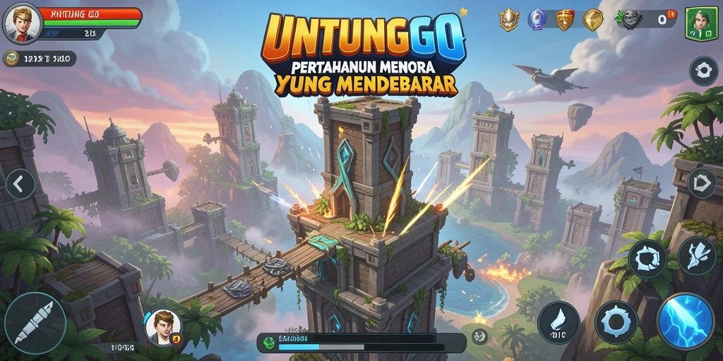 Tampilan gameplay UNTUNGGO yang menegangkan dalam aksi Tower Defense.
