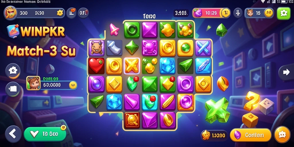 Tangkapan layar utama <strong>WINPKR</strong> menampilkan gameplay menantang Match-3 yang seru.